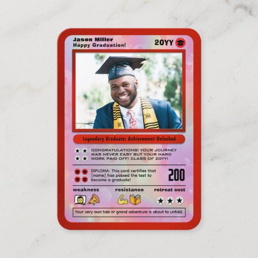 卒業パーソナライズされたカード大学院トレーディングカード コーリングカード (正面)