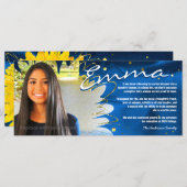 卒業パーソナライズされたカード |青と金ゴールド (正面/裏面)