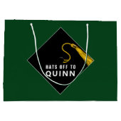 卒業パーソナライズされたグリーンラージ抱き枕 ラージペーパーバッグ (裏面)