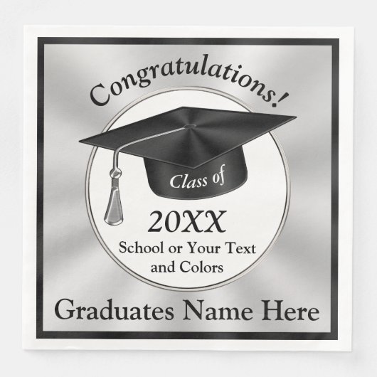 卒業パーソナライズされたナプキンスあなたのテキスト、色 (正面)