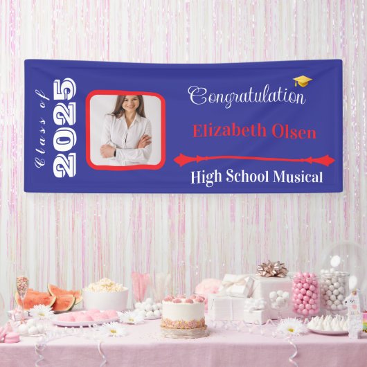 卒業パーソナライズされたバナー写真、名前2025 横断幕 (パーティー)