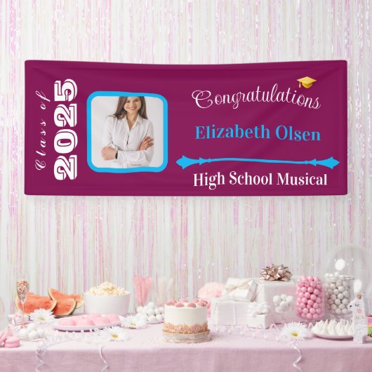 卒業パーソナライズされたバナー写真、名前2025 横断幕 (パーティー)