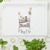 卒業パーソナライズされたバーカートカジュアルスクリプト キッチンタオル (折り畳み)