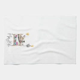 卒業パーソナライズされたバーカートカジュアルスクリプト キッチンタオル