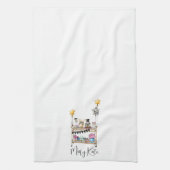 卒業パーソナライズされたバーカートカジュアルスクリプト キッチンタオル (縦)