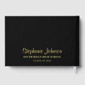 卒業パーソナライズされたパーティブラック&金ゴールド ゲストブック (裏面)