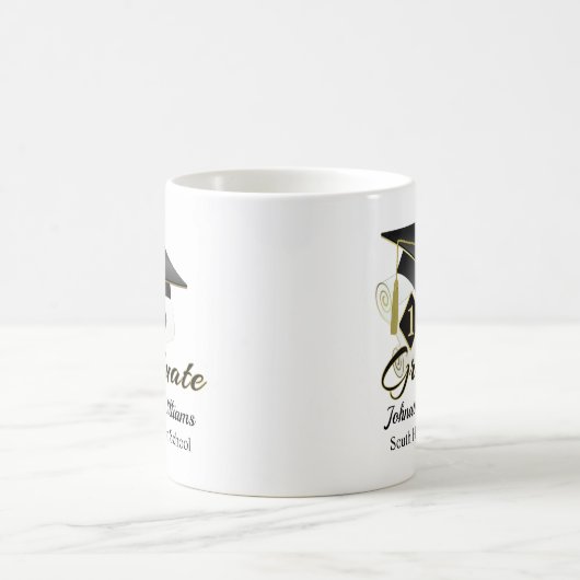 卒業パーソナライズされたブラック&金ゴールド20XX コーヒーマグカップ (中央)