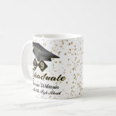 卒業パーソナライズされたブラック&金ゴールド20XX コーヒーマグカップ (正面左)