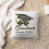 卒業パーソナライズされたブラック&金ゴールド クッション (ブランケット)