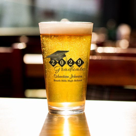 卒業パーソナライズされたブラック&金ゴールド タンブラーグラス