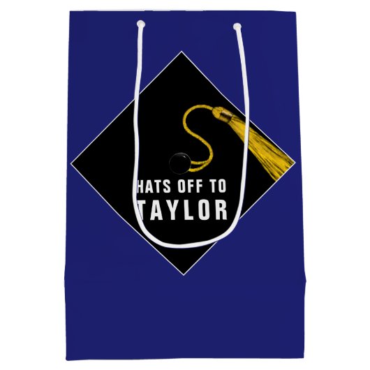 卒業パーソナライズされたブルーミディアム抱き枕 ミディアムペーパーバッグ (裏面)