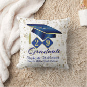 卒業パーソナライズされたブルー&金ゴールドスター クッション (ブランケット)
