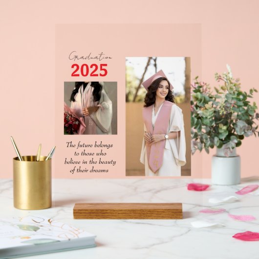 卒業パーソナライズされたポスター アクリルサイン (ウェディング)
