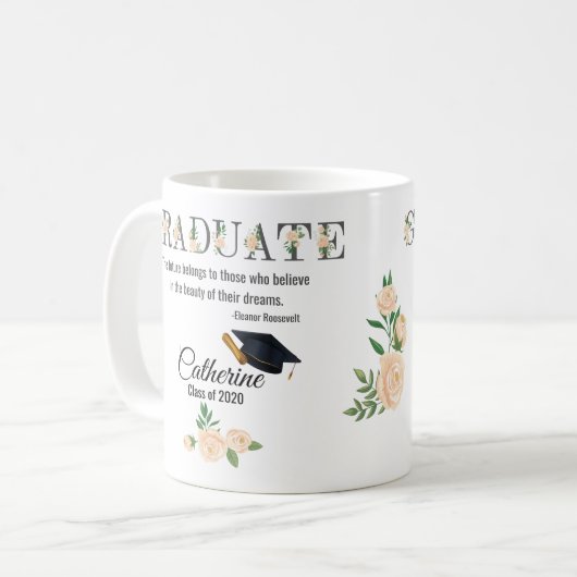 卒業パーソナライズされたマグギフト コーヒーマグカップ (正面左)