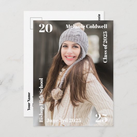 卒業パーソナライズされたモダン発表 ポストカード (正面/裏面)