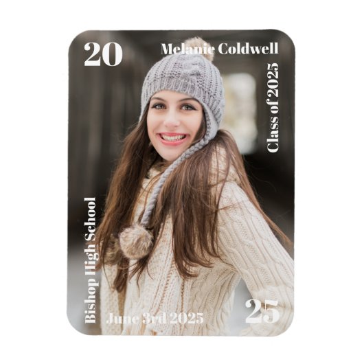 卒業パーソナライズされたモダン発表 マグネット (縦)