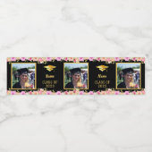 卒業パーソナライズされたモノクロ3枚 ペットボトルラベル (シングルラベル)