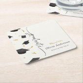 卒業パーソナライズされた会 スクエアペーパーコースター (アングル)