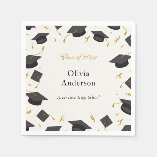 卒業パーソナライズされた会 スタンダードカクテルナプキン (正面)