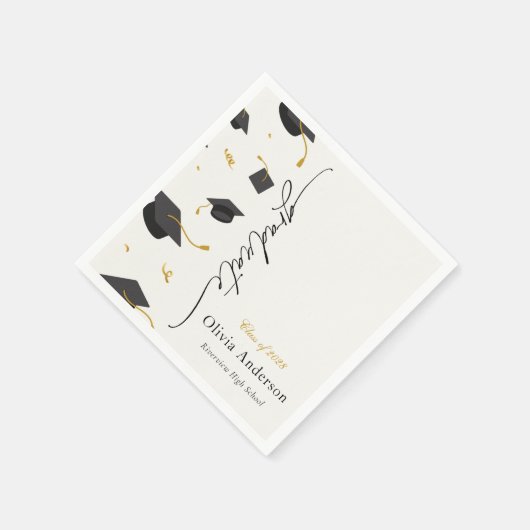 卒業パーソナライズされた会 スタンダードカクテルナプキン (角)