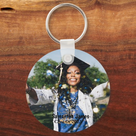卒業パーソナライズされた写真と名前 キーホルダー (正面)