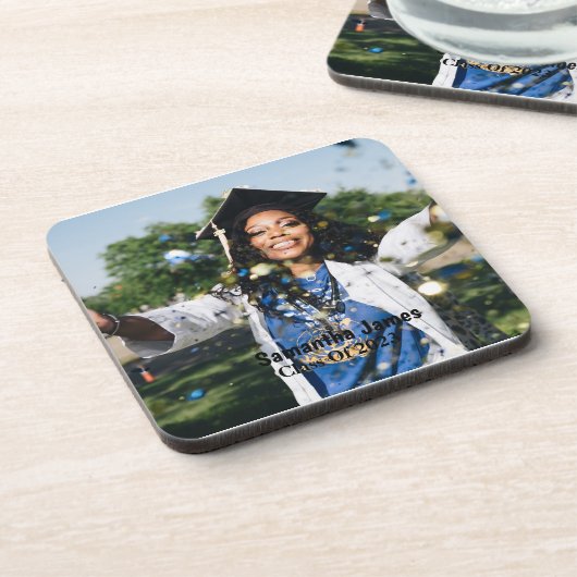 卒業パーソナライズされた写真と名前 コースター (左側)