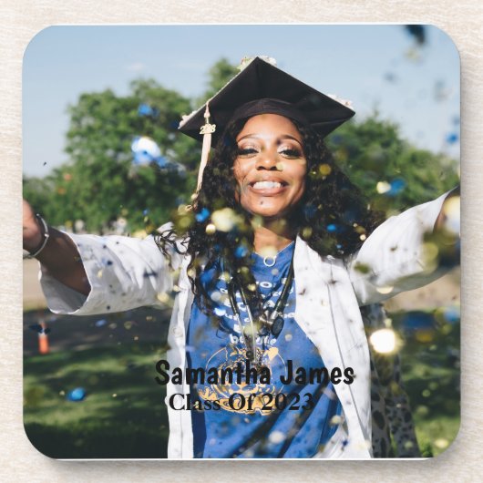 卒業パーソナライズされた写真と名前 コースター (正面)
