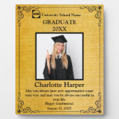 卒業パーソナライズされた写真（名前と学校） フォトプラーク (正面)