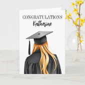 卒業パーソナライズされた女子モダン卒業生 カード (黄色い花)