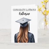 卒業パーソナライズされた女子モダン卒業生 カード (黄色い花)
