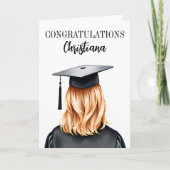 卒業パーソナライズされた女子モダン卒業生 カード (正面)