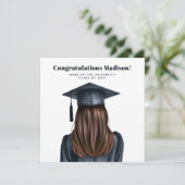 卒業パーソナライズされた女子モダン卒業生 カード (スタンド正面)