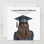 卒業パーソナライズされた女子モダン卒業生 カード (正面)