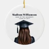 卒業パーソナライズされた女子モダン卒業生 セラミックオーナメント (裏面)