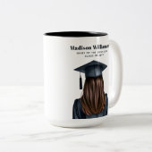 卒業パーソナライズされた女子モダン卒業生 ツートーンマグカップ (正面右)