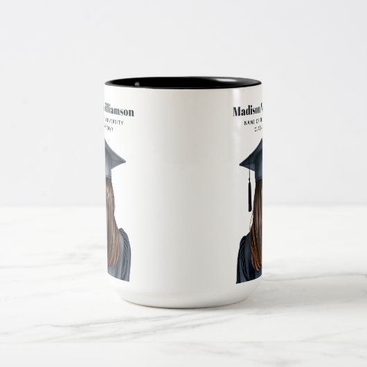 卒業パーソナライズされた女子モダン卒業生 ツートーンマグカップ (中央)