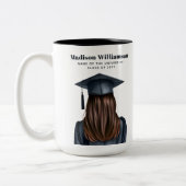 卒業パーソナライズされた女子モダン卒業生 ツートーンマグカップ (左)