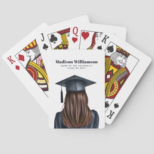 卒業パーソナライズされた女子モダン卒業生 トランプ (裏面)