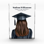 卒業パーソナライズされた女子モダン卒業生 フォトブロック (正面)