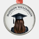 卒業パーソナライズされた女子モダン卒業生 メタルオーナメント (正面)