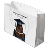 卒業パーソナライズされた女子モダン卒業生 ラージペーパーバッグ (裏面アングル)