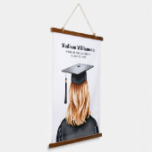 卒業パーソナライズされた女子モダン卒業生 吊り下げ型タペストリー (傾斜あり)