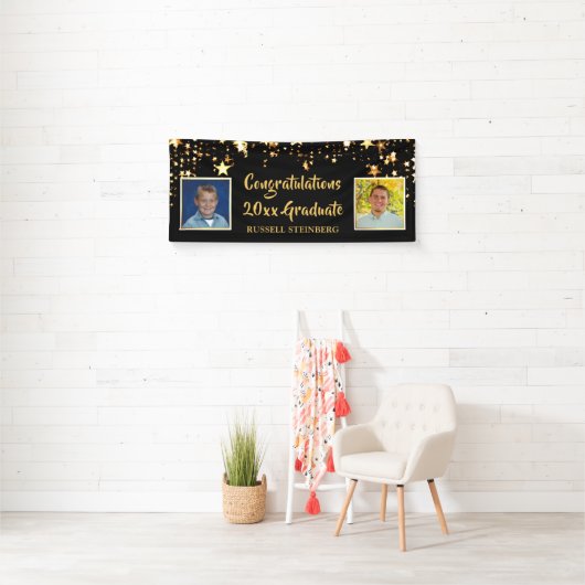 卒業パーソナライズされた後と今の写真 横断幕 (インサイチュ)