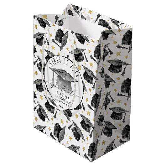 卒業パーソナライズされた抱き枕卒業パーティー ミディアムペーパーバッグ (裏面アングル)