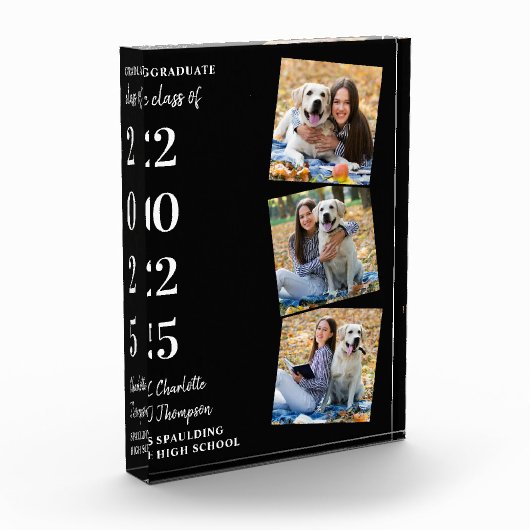 卒業パーソナライズされた記念日コラージュ フォトブロック (左)