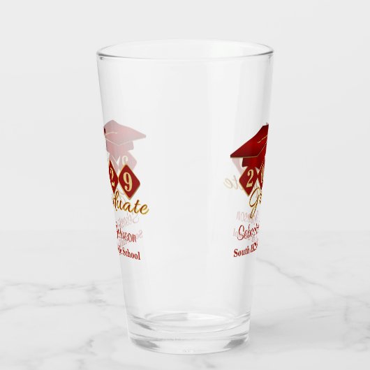 卒業パーソナライズされた赤と金ゴールド20XX タンブラーグラス (左)