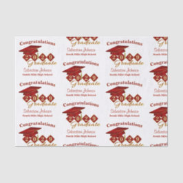 卒業パーソナライズされた赤と金ゴールド 薄葉紙