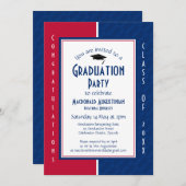 卒業パーソナライズされた赤白青 招待状 (正面/裏面)