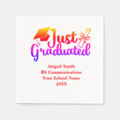 卒業パーソナライズされた赤、オレンジ紫 スタンダードカクテルナプキン (正面)