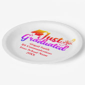 卒業パーソナライズされた赤、オレンジ紫 ペーパープレート (アングル)